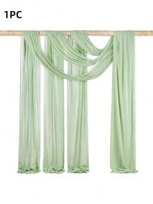 1/2件装绿色婚礼薄纱布帘背景装饰，适用于户外拱门派对仪式拍照区装饰舞台背景帘 - 綠色 - 查看 8