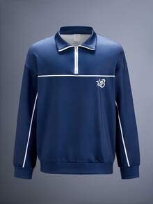 Driftmere Men's Business Casual Five-Pointed Star Print Zip-Up Sweatshirt And Pants Set, Fall Clothes - Multicolor - View 8