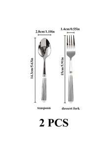 Madebyblanc 1/2 Bộ đồ ăn bằng thép không gỉ có tay cầm bằng gốm, bề mặt đánh bóng có họa tiết sọc Thìa tráng miệng, nĩa ăn tối và thìa để bàn bằng gốm - Dụng cụ nhà bếp sáng tạo bao gồm nĩa, thìa cà phê và thìa súp, lý tưởng cho bữa ăn hàng ngày - Nhiều màu - Xem 9