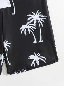 SHEIN Teenager Jungen Zweiteiler Badeanzug Set, Teenager Jungen bedruckter Badeanzug für Strand und Surfen - Schwarz und Weiss - Übersicht 6