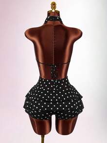 Amplova Women's Polka Dot Jumpsuit, Sexy, Pure, Cute, Suitable For Daily, Date, Valentine's Day Outfits - Black and White - View 9