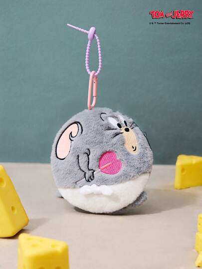 TOM & JERRY X Joivida 超可爱非毛绒填充圆形钥匙扣包挂饰 - 可爱卡通吊坠，柔软毛绒背包配件，甜美时尚包包和钥匙装饰品