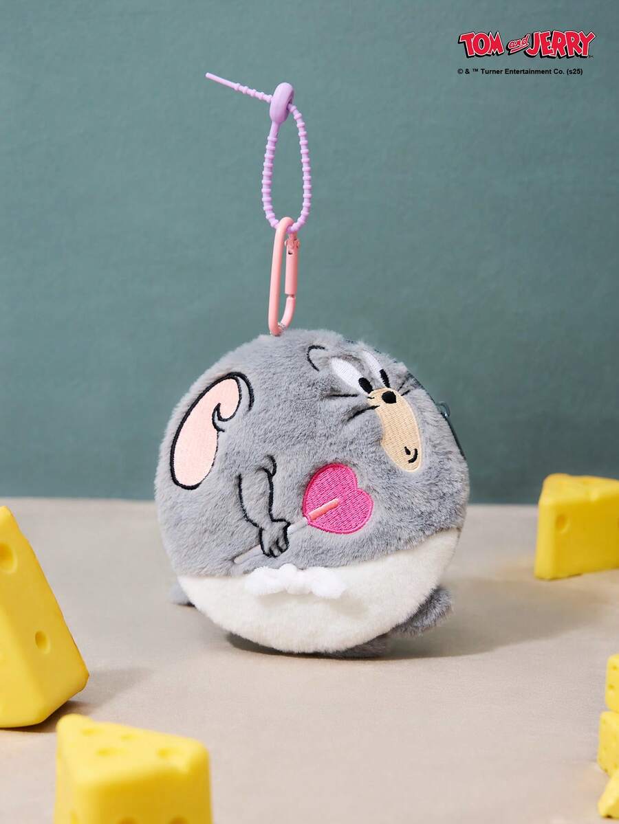 TOM & JERRY X Joivida 超可爱非毛绒填充圆形钥匙扣包挂饰 - 可爱卡通吊坠，柔软毛绒背包配件，甜美时尚包包和钥匙装饰品