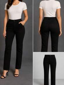 Pantalón de vestir casual recto negro - negro - Ver 2