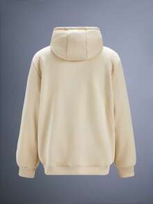 Driftmere Chaqueta con capucha casual de invierno para hombre, de unicolor, con forro térmico acolchado, diseño versátil y minimalista, para otoño - Albaricoque - Ver 2