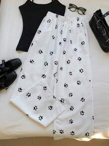 Comfortcana 2026 New Arrival Spring/Summer Women's Claw Print Casual Pants Beach Outfit For Women Holiday Outfits For Women Y2k Work Outfits For Women Women's Country Pants White Pants - White - View 5