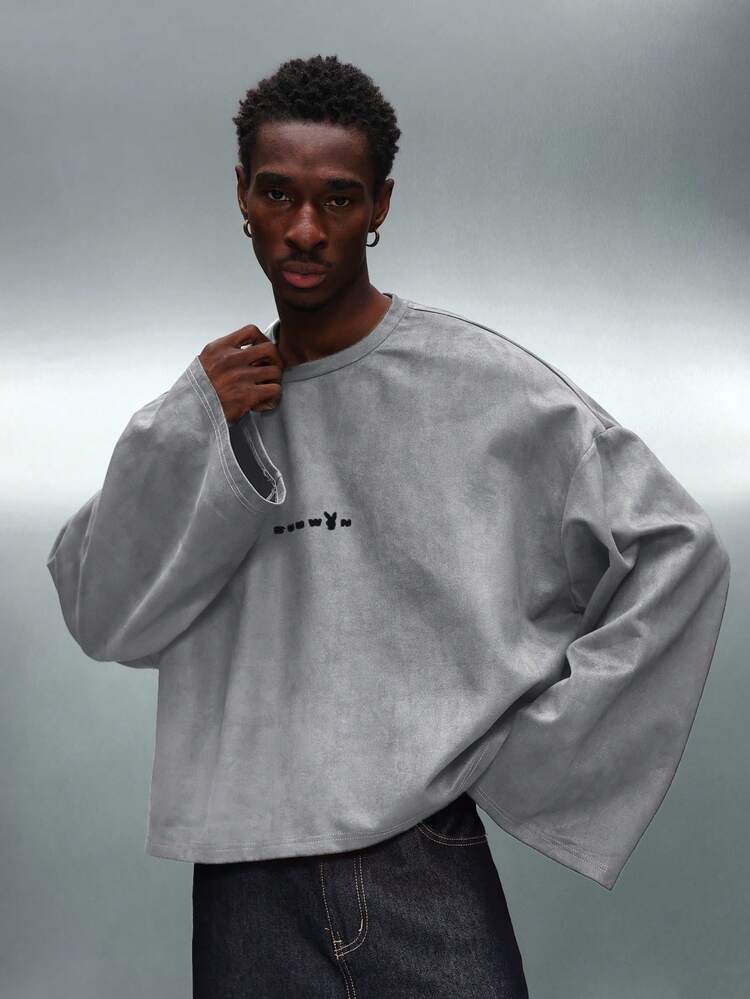 PLAYBOY X SUMWON Oversized Crop Long Sleeve With Script Logo