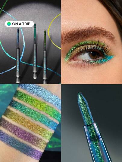 كروما زون متعدد الألوان جل آيلاينر-أون أ تريب 3 ألوان لامع فائق الصبغة لامع للغاية جل آيلاينر مقاوم للماء والعرق لا يتلطخ متعدد الاستخدامات أخضر ناعم آيلاينربارتي محدد,كحل علامة تجارية جمال مكياج مستحضرات تجميل للنساء الفتيات مثالي لفصل الشتاء مثالي ل- Y2K أزياء أنيقة هدية حفلة جاهز أفضل لون