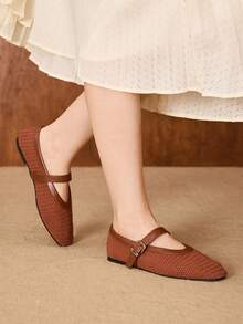 MOTF BUCKLE BRAID SQUARE TOE FLATS - Coffee Brown - View 8