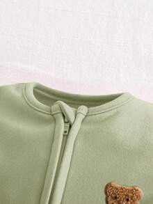 Cozy Pixies 新生男宝宝两件套纯色针织柔软圆领长袖连体衣套装，适合春、夏、秋、冬四季室内外穿着 - 彩色 - 查看 4