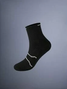 Driftmere 1/2/4 双加大码专业篮球袜、短款跑步袜、高帮运动袜，秋季 - 黑與白 - 查看 3