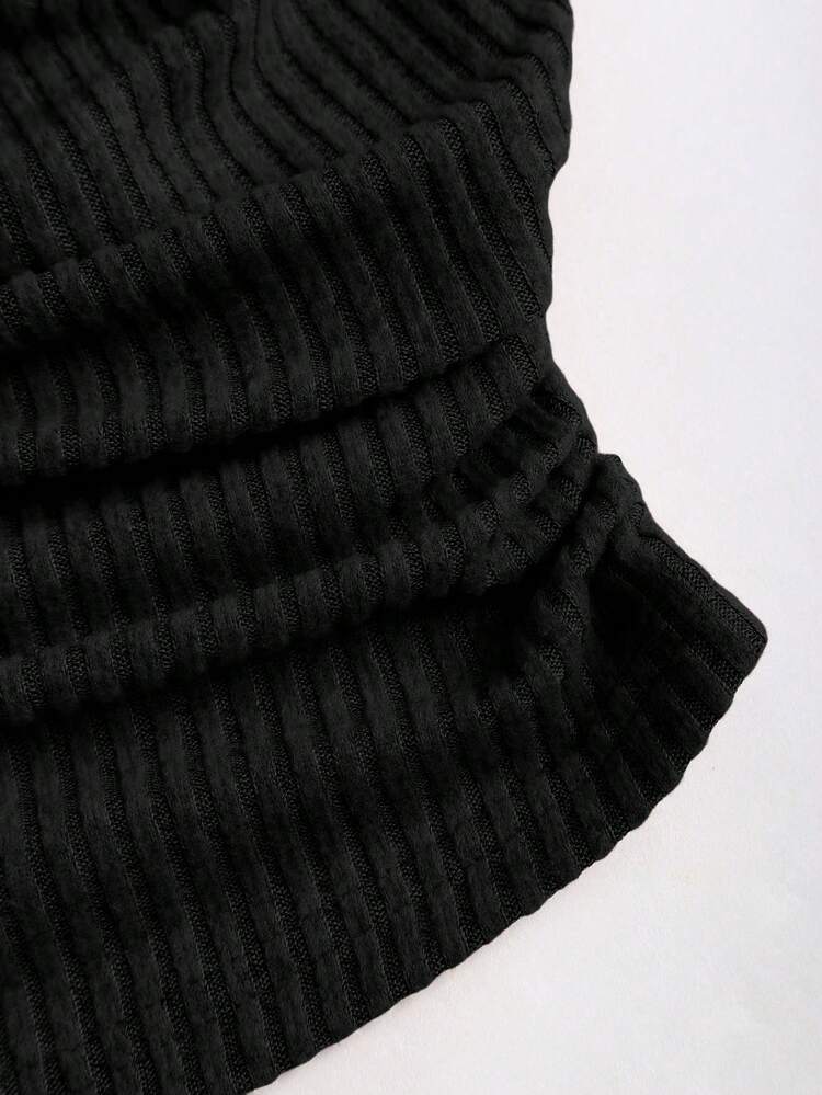 Sweetra Elegante conjunto de 2 piezas de estilo vintage para mujer, con diseño de cuello con volantes, minimalista y elegante, pierna recta ajustada, versátil para uso casual, laboral y diario, otoño/invierno - Negro - Añade 3