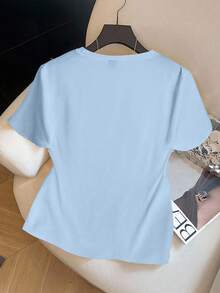 GlowEve CURVE Áo thun tay ngắn in họa tiết mùa hè cỡ lớn dành cho nữ - Màu xanh lam - Xem 2