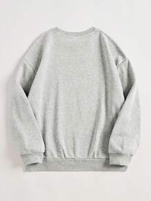 EMERY ROSE 女士卫衣，心形图案，串珠工艺，情人节礼物，2026秋冬新款男女卫衣，宽松长袖，休闲丝绒家居情侣上衣，2026新年礼物，圣诞礼物，情侣礼物，生日礼物，返校礼物，教师节礼物，圣帕特里克节礼物 - 灰色 - 查看 3