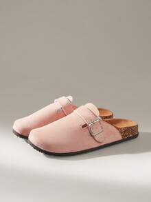 Solecia 女士搭扣设计休闲时尚勃肯鞋风格平底套脚鞋 - 藕粉色 - 查看 2