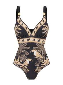 Swim Oasis Conjunto de 2 piezas de traje de baño estampado y falda maxi de malla para mujer, conjunto de ropa de playa casual para primavera/verano 2026 - Multicolor - Ver 3