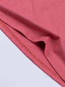 SHEIN Young Girl Leopard & Heart Print Tee Dress - Hot Pink - View 4