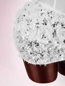 Amplova Bộ đồ liền thân Bandeau đính sequin gợi cảm thời trang dành cho nữ - trắng - Xem 4