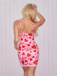 SweetSlumber Valentine's Day INS Heart White Lace Cute Sweet Nightgown, Valentine's Day Nightgown, INS Open Slit Sexy Nightgown For Women Babydoll Pajama Set Valentine's Day Sleep Dress Sexy Heart Pajama Set Strawberry Lingerie Valentines Cute Sleepwear Valentine Day Heart Print Nightgown - Multicolor - View 2