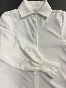 Franclia 女士休闲纯色长袖连衣裙和开衩吊带裙套装，适合秋季通勤 - 黑與白 - 查看 3