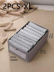 1-2 Packs Fabric Storage Box/Wardrobe Organizer With Viewing Window - Grey - View 16