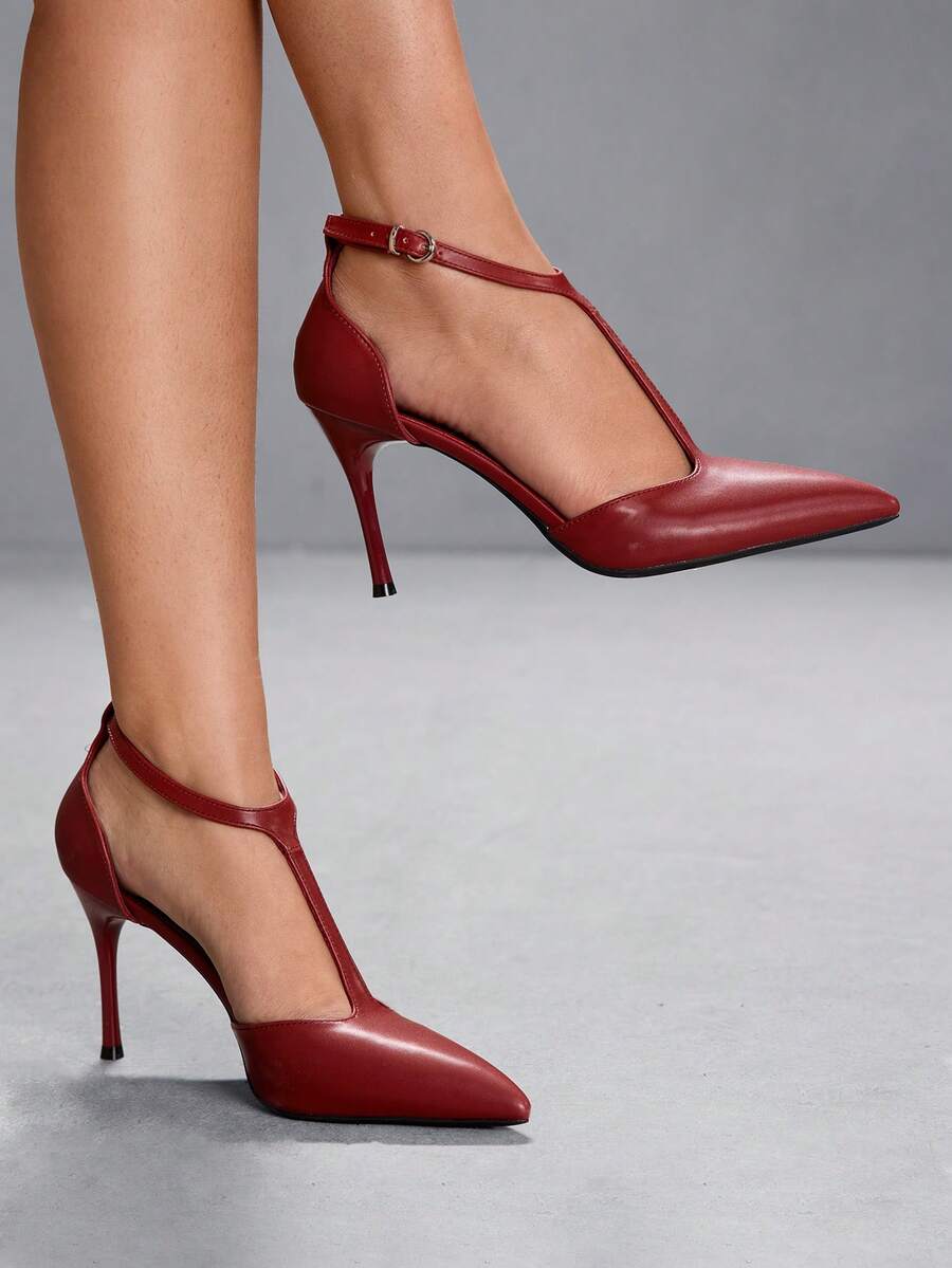 CUCCOO SZL 女士尖头高跟鞋，适合正式场合、派对、音乐节等。 - 酒紅色 - 查看 1