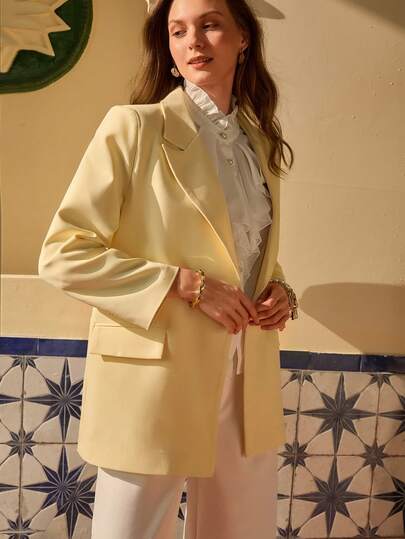 Bóhologie Women's Lapel Long Sleeve Single-Breasted Elegant Fashion Blazer