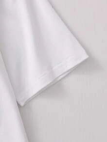 Conjunto de camiseta de manga corta con decoración de lazo y pantalones de pierna ancha para niña preadolescente - Rosa - Ver 5