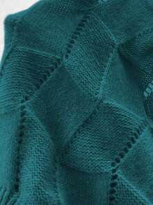 EMERY ROSE Women's Loose Casual Round Neck Drop Shoulder Long Sleeve Knitted Sweater Dress, Autumn/Winter - Teal Blue - View 7