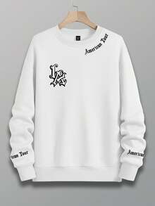 Manfinity LEGND LA USA Tour Gothic Letter Design Herrtröja med rund hals och trendig, avslappnad passform - Multifärgad - Visa 4