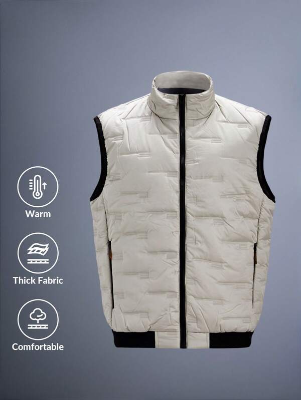 Driftmere 1pc Men's Stand Collar Vest, Casual Versatile Jacket For Outdoor Sports, Fishing, Autumn/Winter