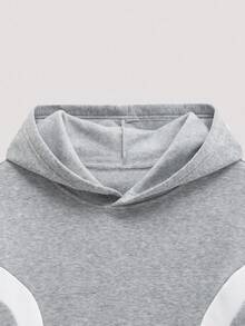 Open Phase 男士休闲宽松连帽运动衫，秋冬 - 灰色 - 查看 4