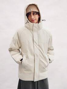 Open Phase Men's Casual Thick Warm Zipper Plush Lined Coat, Winter Warm Long Sleeved Hooded Windproof Coat, For Fall INS,Daily Matching, Boyfriend/Husband Gift, , Retro American, Unisex, Relaxed Fit Summer Outfits – Suitable For Everyday Wear And Summer Holiday Outfits. - White - View 4