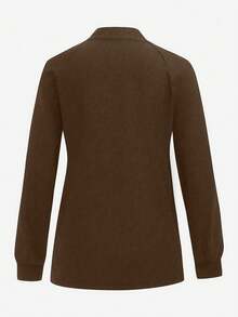 TaskEZ Plain Color Raglan Sleeve Zipper Front Pocket Scrub Uniform Jacket Brown Jacket Womens Jacket Scrub Jacket Fleece Jacket Women Cover Up Jacket - Coffee Brown - View 2