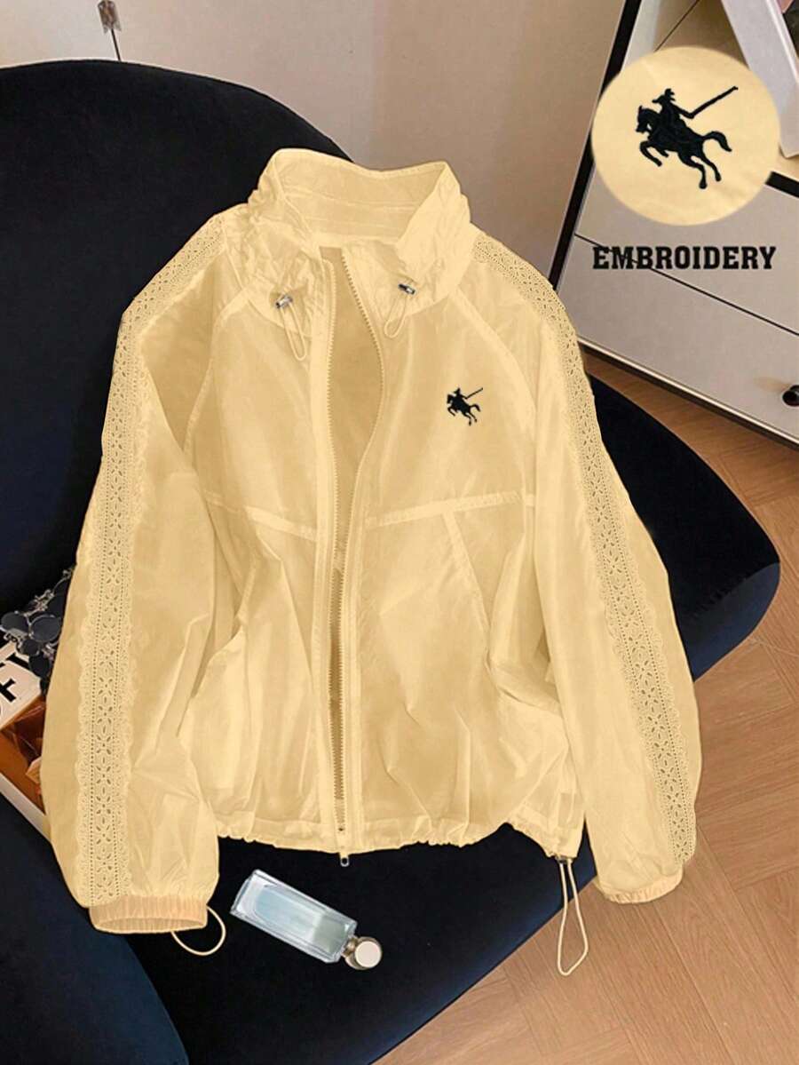 Women's White Long Sleeve Lightweight Outdoor Jacket, Casual Sun Protection - Yellow - View 1