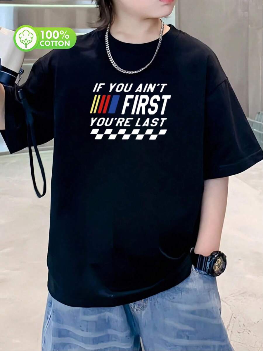 algodón puro boys t shirts camisas para niño boys clothes ropa de niño boy clothes boy clothes for kids graphic kids clothes boys boy clothes teen boy clothes boy shirts cute tops - Negro - Ver 1