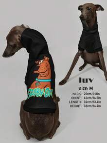 SCOOBY-DOO X SHEIN 1 Piece Of Cute Cartoon Pattern Printed Pet Hooded Sweatshirt, Cat Clothes, Dog Clothes, Size XXS-XXXXL, Extra Small, Extra Large, Adventure.,Gift Ideas - 黑色 - 查看 11