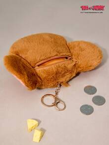 TOM & JERRY X Joivida 可爱毛绒杰瑞钥匙扣 - 萌萌的卡通猫钥匙圈挂件，柔软蓬松的背包配件，迷人的非毛绒填充挂袋，甜美时尚的包包和钥匙装饰品 - 棕色 - 查看 3