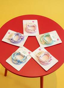 Joivida 2pcs This New High-Elasticity Hair Tie Is Suitable For Women And Won't Damage Their Hair. It's A High-Quality Ponytail Hair Tie That Is Versatile And Easy To Match. It's Perfect For Outdoor Commuting And As A Holiday Gift Ramadan Festival - Multicolor - View 5