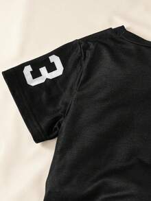 SHEIN Set de 2 piezas de camiseta de manga corta con estampado de letra universitaria 23 y falda para niña joven - Multicolor - Ver 4