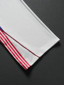 PAVTROS 男士街头运动套装（2件套）：短袖T恤，弹力腰抽绳长裤，针织长裤，几何撞色设计，运动休闲，球衣，足球服套装，运动健身，休闲户外，街头运动，男友礼物，节日礼物 - 白色 - 查看 8