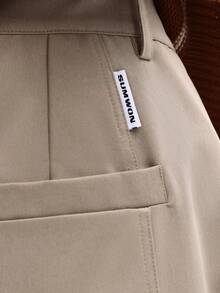 SUMWON Quần ống rộng thoải mái, đường may chi tiết, phù hợp cho công việc văn phòng thường ngày, phong cách thu đông - Màu Khaki - Xem 7