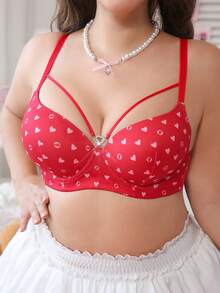 PetitDoll 1 pieza Sujetador con aros de talla grande, cómodo y de soporte - Rojo - Ver 3