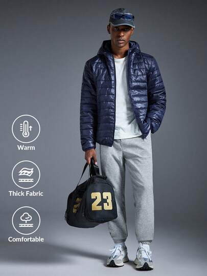 Driftmere 男士轻薄连帽羽绒服，纯色羽绒夹克，休闲日常通勤，户外运动，经典百搭，秋冬季