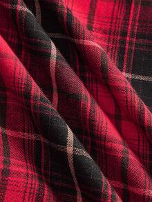 SHEIN Tall Bộ đồ hai mảnh họa tiết kẻ caro đỏ dành cho nữ, thoải mái và giản dị, phong cách Giáng sinh thu đông, thích hợp cho các bữa tiệc và tụ họp, người mua rất vui khi được ăn mừng - Đỏ - Xem 3