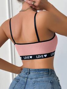 Moonlight&Mama Maternity Letter & Heart Pattern Nursing Casual Underwear - Pink - View 2