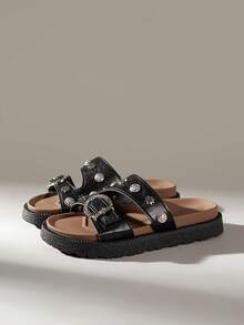 Solecia Women Flat Sandals Summer Casual Versatile - Black - View 2