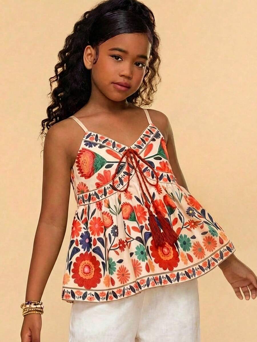 Travachic KIDS Débardeur décontracté à imprimé floral pour préadolescentes - Multicolore - Voir 1