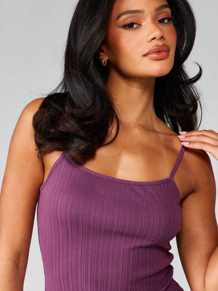 MISSGUIDED Ribbed Camisole Tank Top With Thin Straps For Sleepwear And Loungewear Comfort