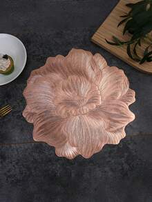 4-120pcs Gold Flower Design PVC Placemats, Washable, Easy To Clean, Wipe-Clean, Non-Slip, Holiday Wedding Party Dining Table Decor - Rose Gold - View 3